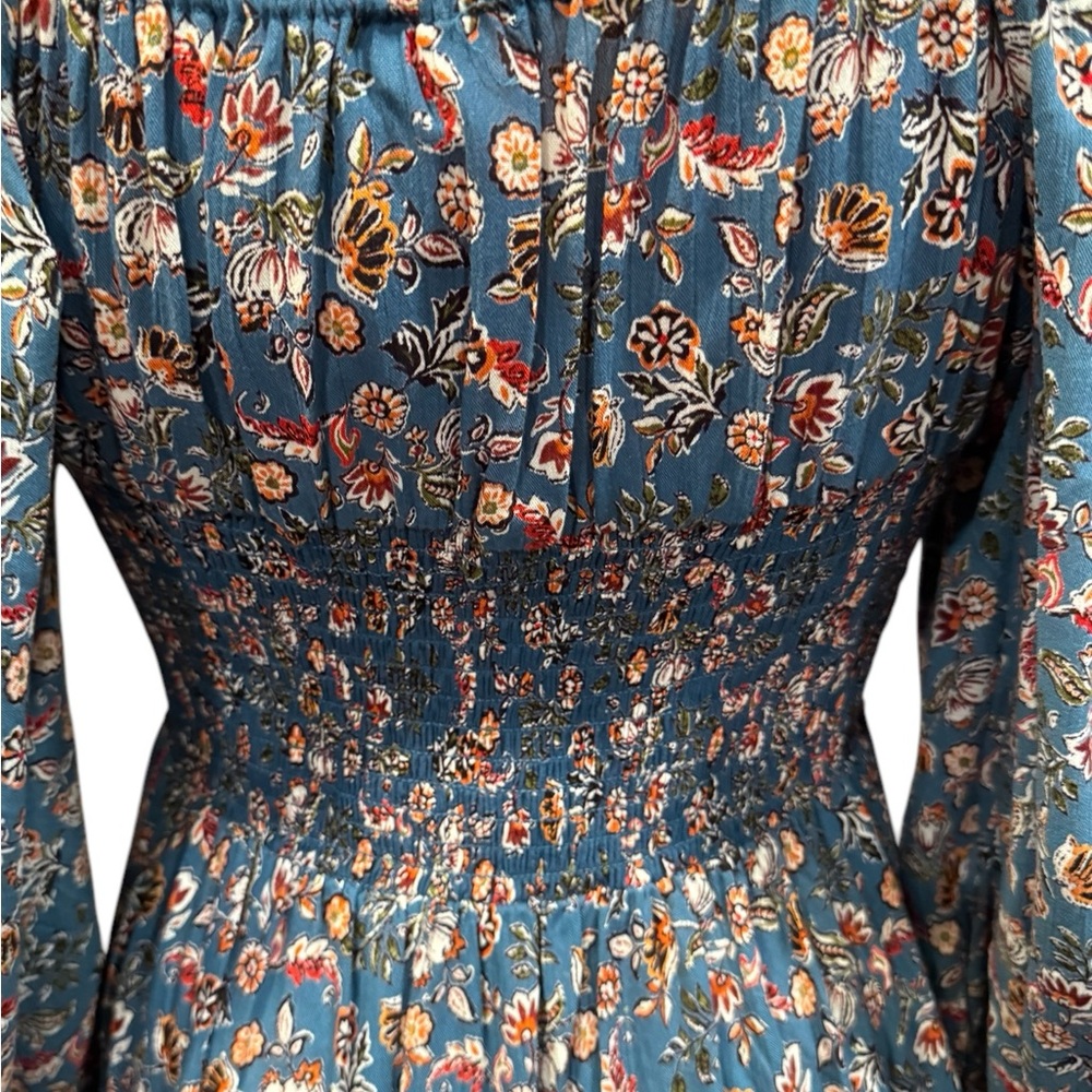 ANGIE Floral Boho Peasant Smocked Waist Mini Dress NWT Small - Picture 5 of 12